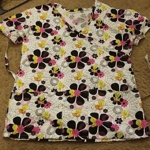Tweety bird XS Scrub top